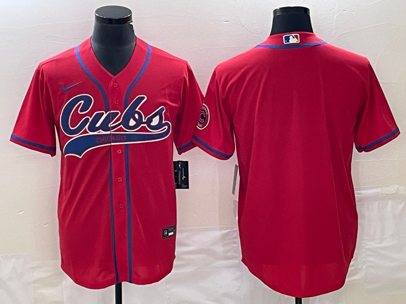 Men's Chicago Cubs Blank Red Cool Base Stitched Baseball Jersey Men's Chicago Cubs Blank Red Cool Base Stitched Baseball Jersey